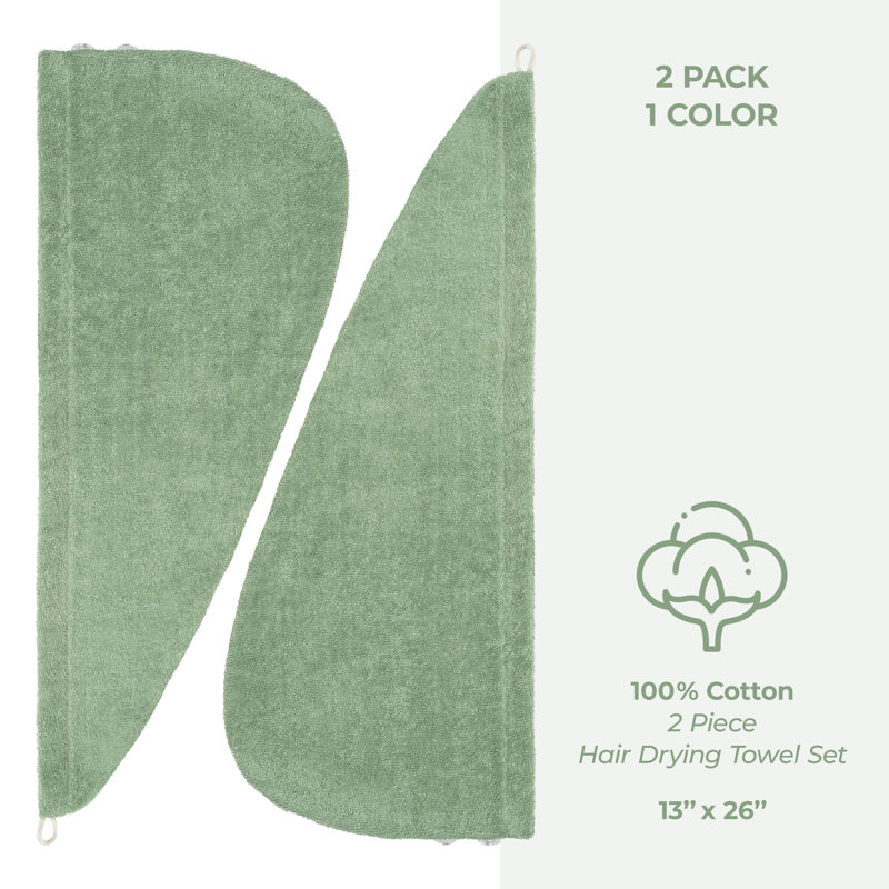 Serviettes 100% coton, longs poils bouclés, Vert sauge