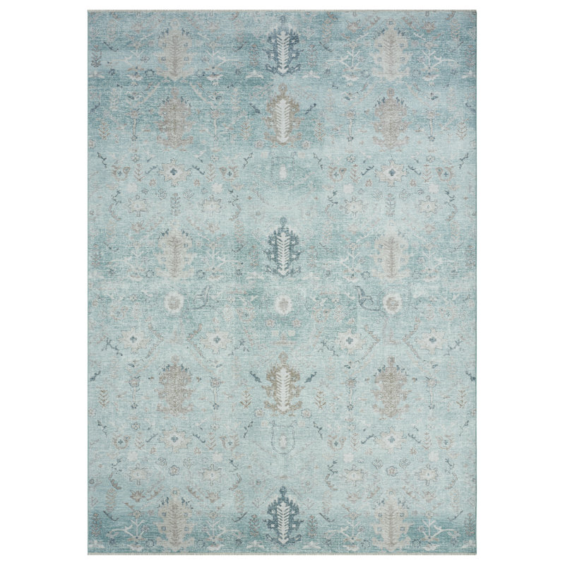 Tapis en coton tissé à la machine Aldora Aqua Cascade, Rectangle 7 pi 6 po x 9 pi 6 po