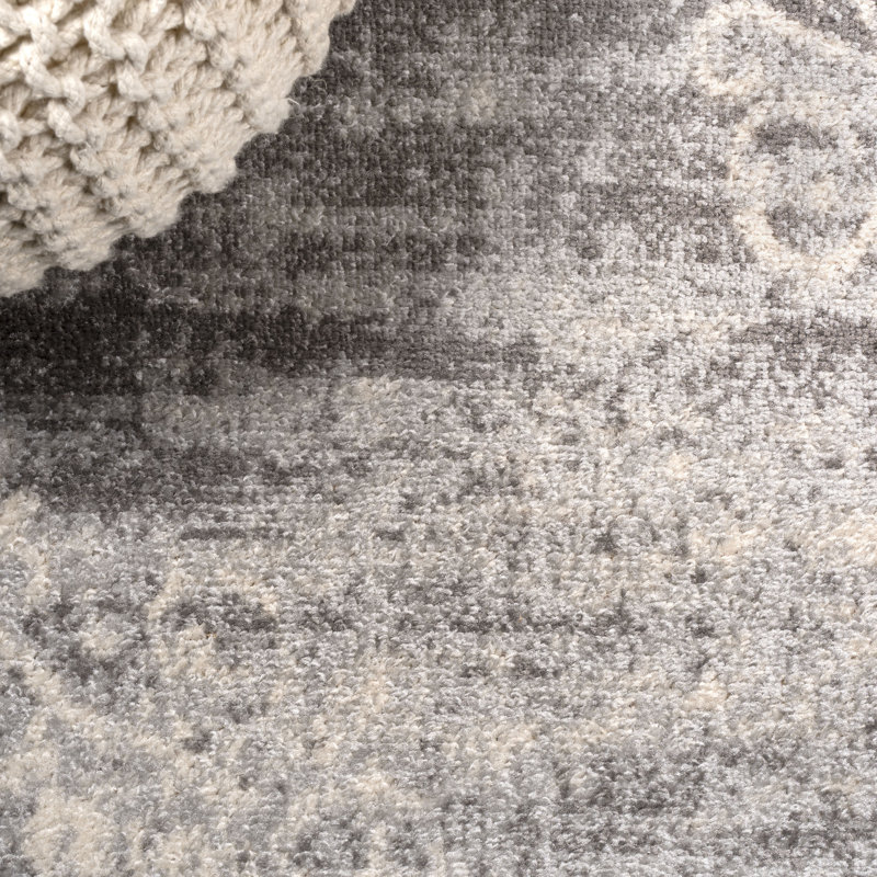 Downham Filigree Medallion Light Gray/Cream Rug, Rectangle 3' x 5'