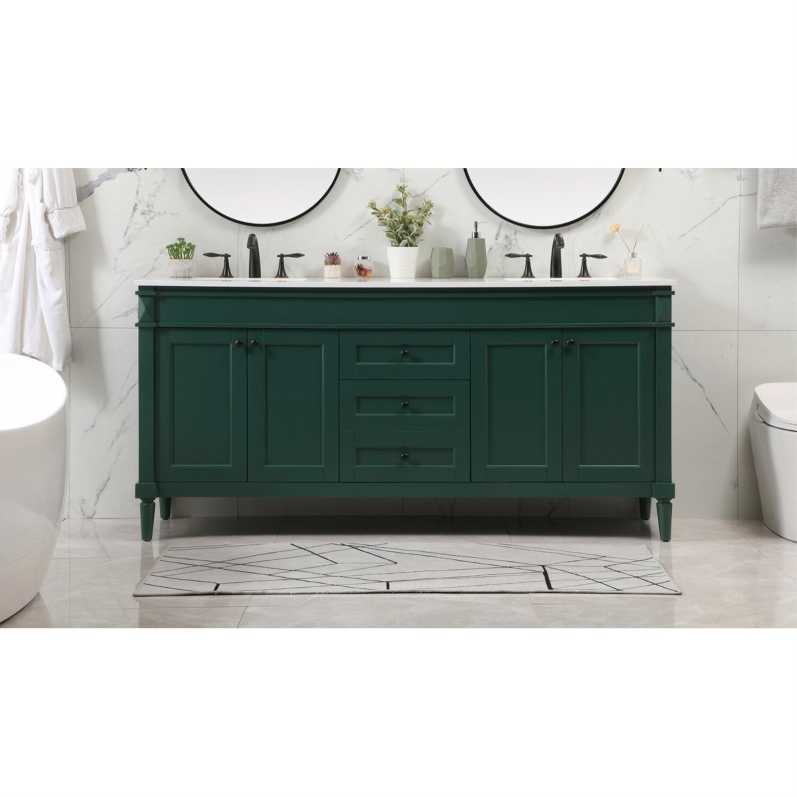 Readington 72'' Double Bathroom Vanity, Green