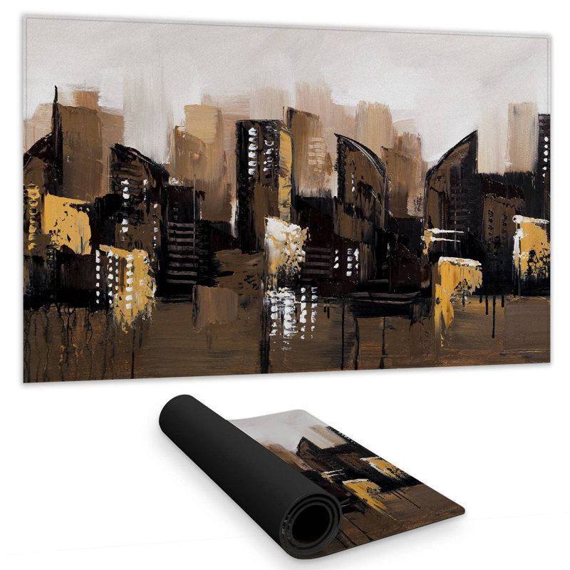 Brown abstract cityscape - 14.00"x24.25" Desk mat