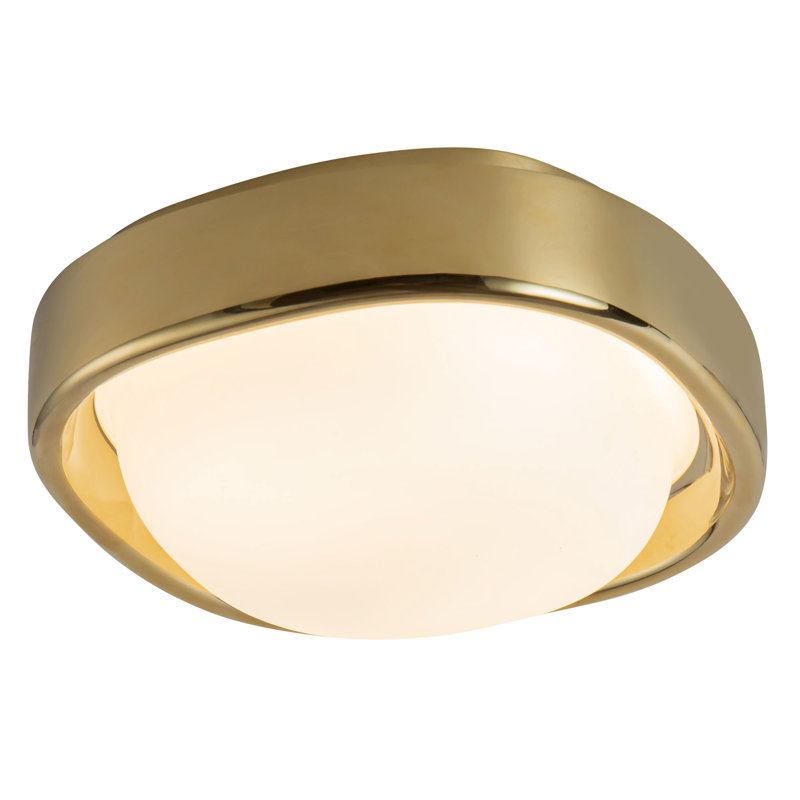 Pebble 8-in Silver dimmable LED Flush Mount, Brass