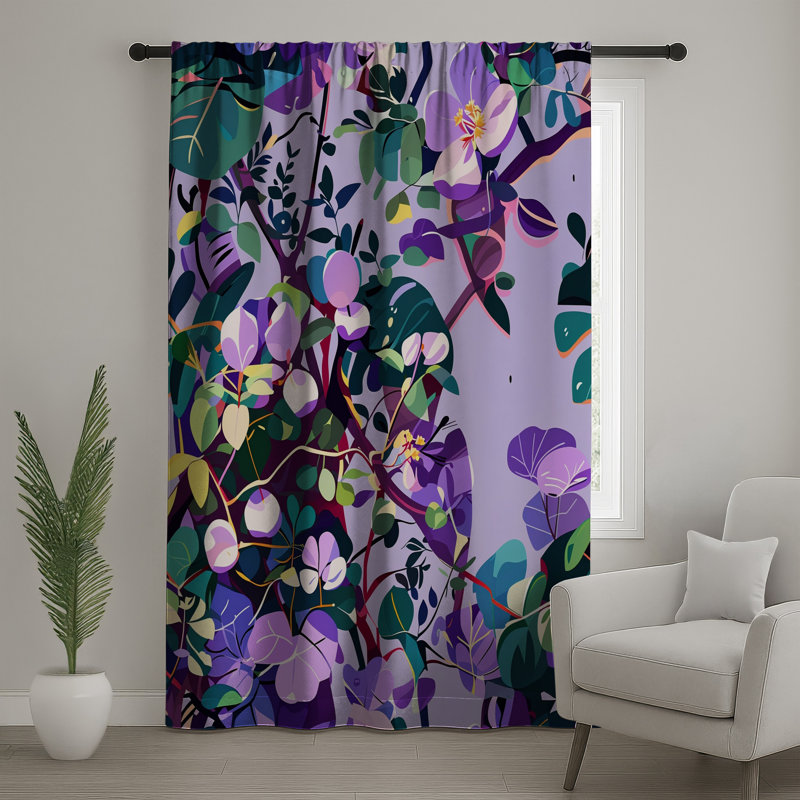 Rideaux floraux, voilages et voilages à motif floral - 1 panneau, Blockout, 50 po x 92 po - 1 panneau