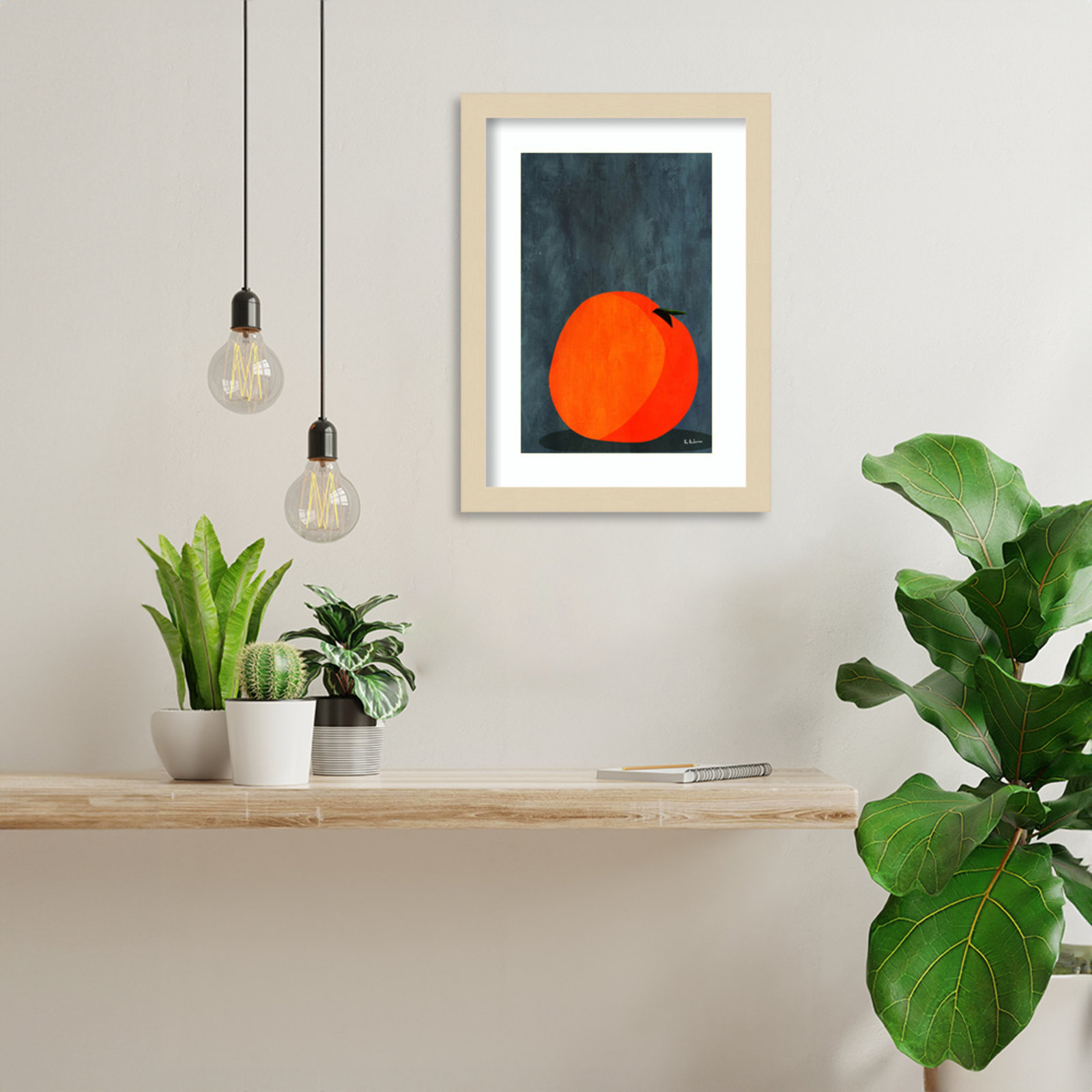 Calmly Sleeping Apple Print, Brown, 15" H x 11" W