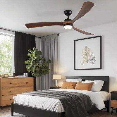72 Inch 3-Blade Solid Wood Ceiling Fan with Light, Reversible DC Fan, App & Voice Control, Indoor Outdoor Fan for Porch Living Room