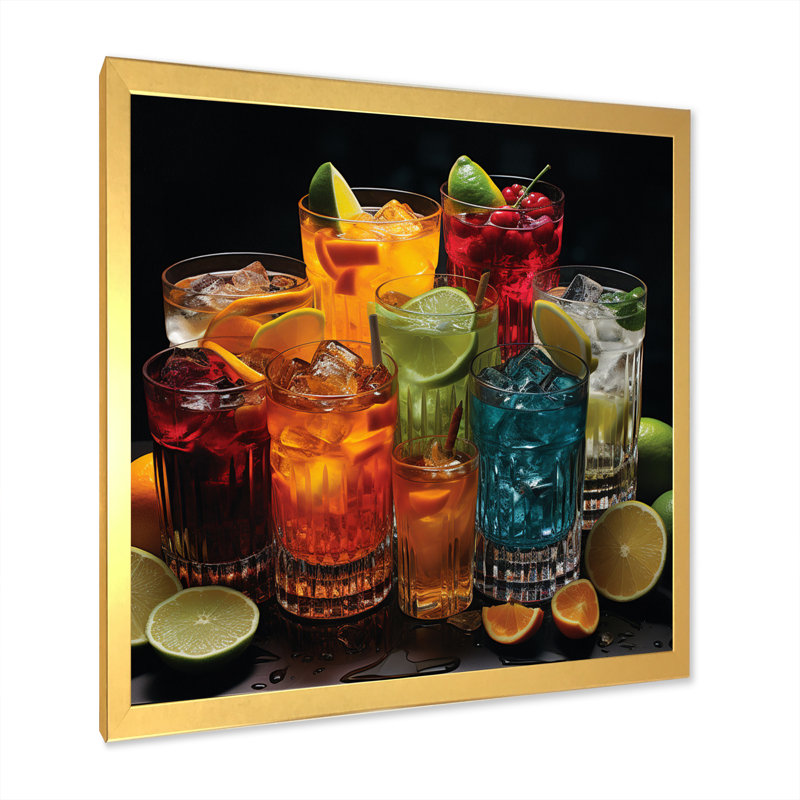 Cocktail Impression III, Encadrement doré, H 30 po x l 30 po x P 1 po