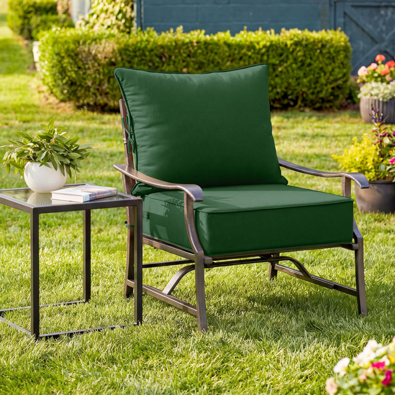 Ensemble de coussins de siège d'extérieur Wynee, 5", Vert olive, 24" W x 24" D