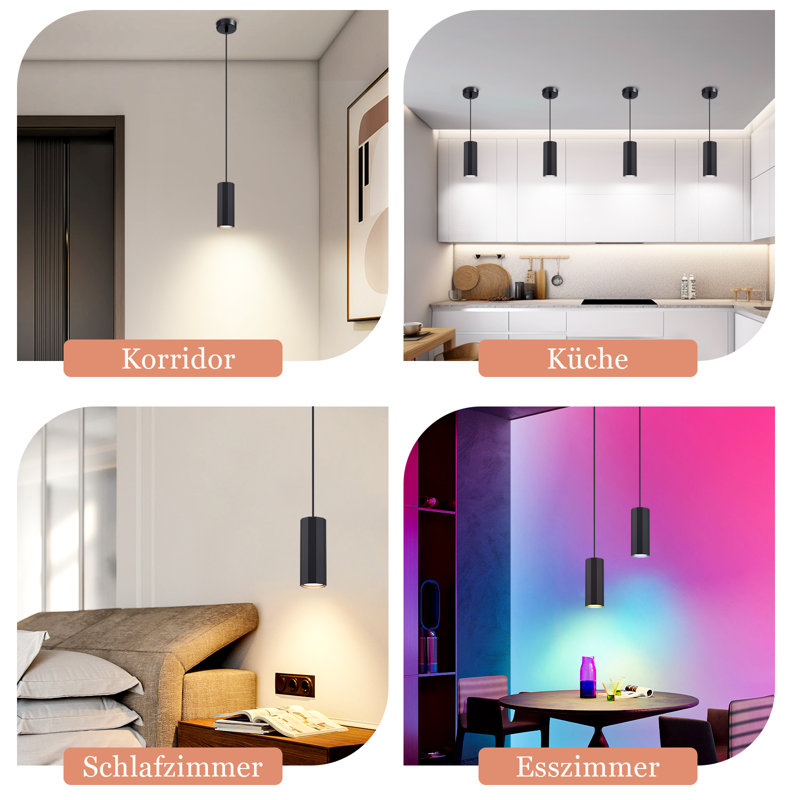 1 - Light Matte Black Cylinder Pendant