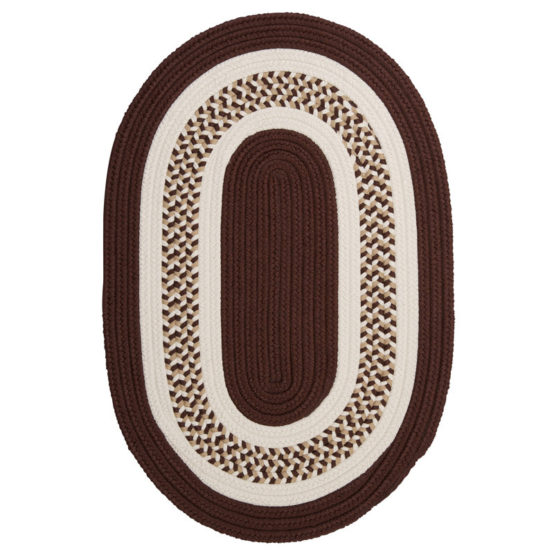 Tapis brun tressé Bloxom, Tapis de couloir ovale 2 pi x 10 pi