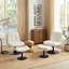 Fauteuil d'appoint rembourré capitonné avec repose-pieds et hauteur réglable-28426594