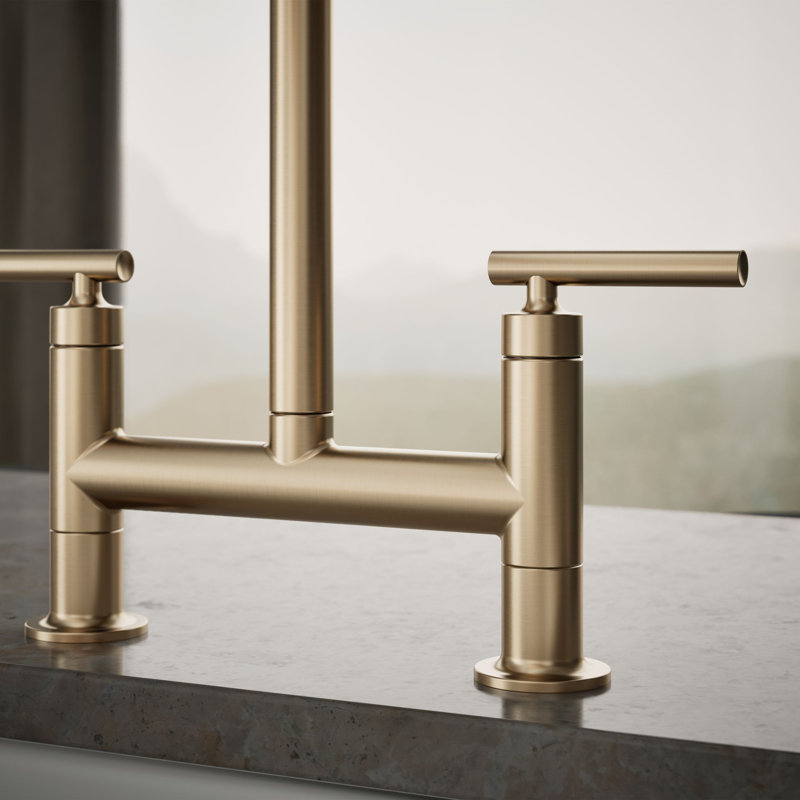 Purist® Two-Hole Deck-Mount Bridge Kitchen Sink Faucet, Vibrant Brushed Bronze
