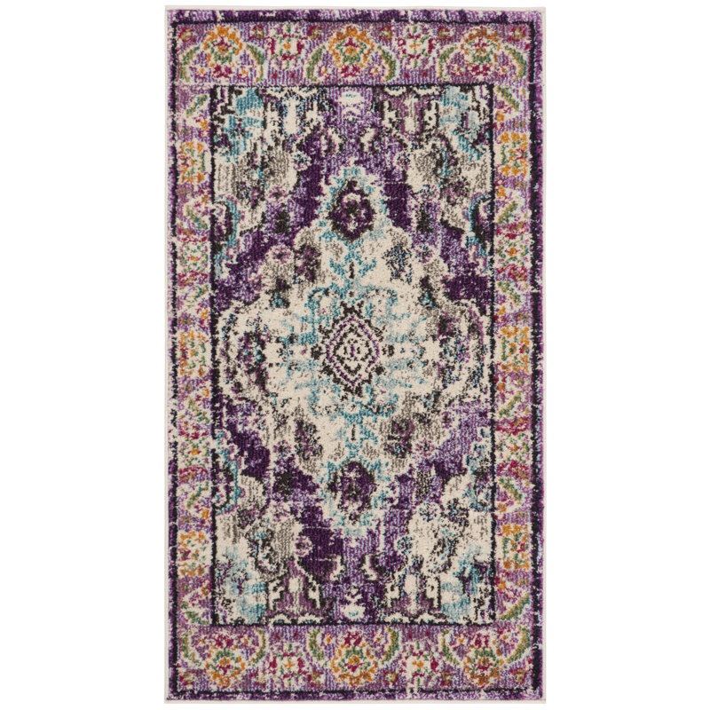 Almyra Oriental Area Rug, Rectangle 2'2" x 4', Blue/Ivory