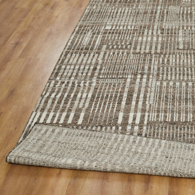 Meridian Weathered Stone Wool Hand Knotted Area Rug, Brown, Rectangle 6' x 9'
