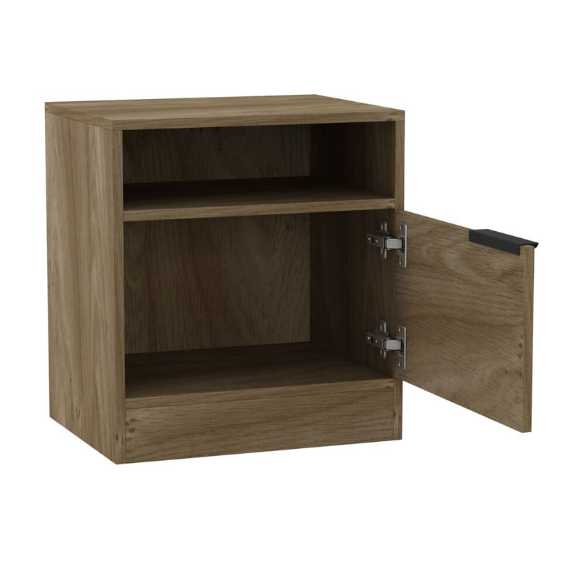 Swathi 114.3cm W Solid Wood Bedside Table, Oak