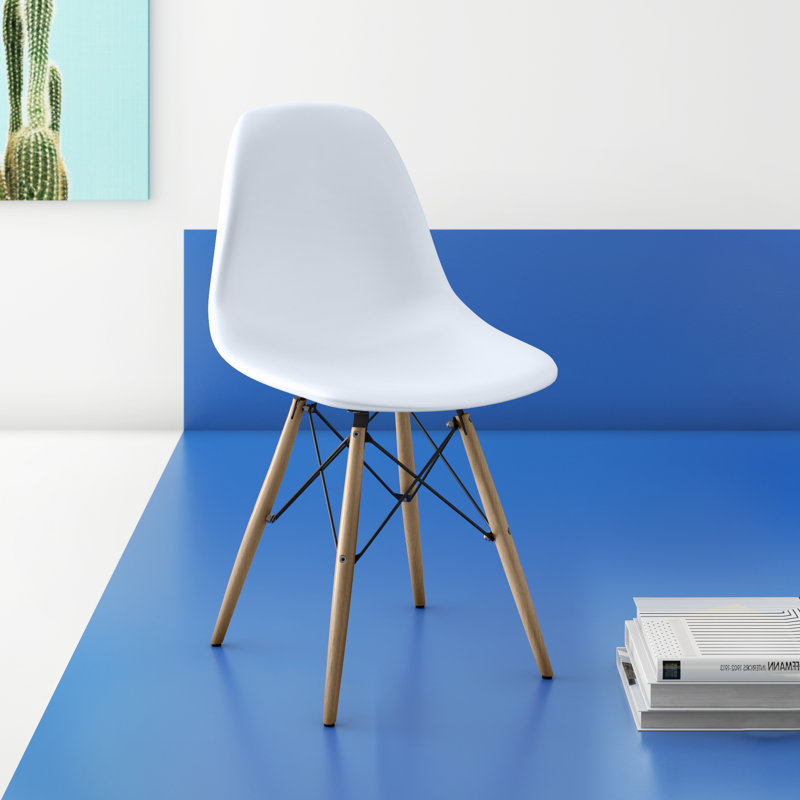 White Mid-centry Pyramid Base Dining Chairs