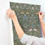 Bird Brown Floral Thicket Wallpaper-646133271