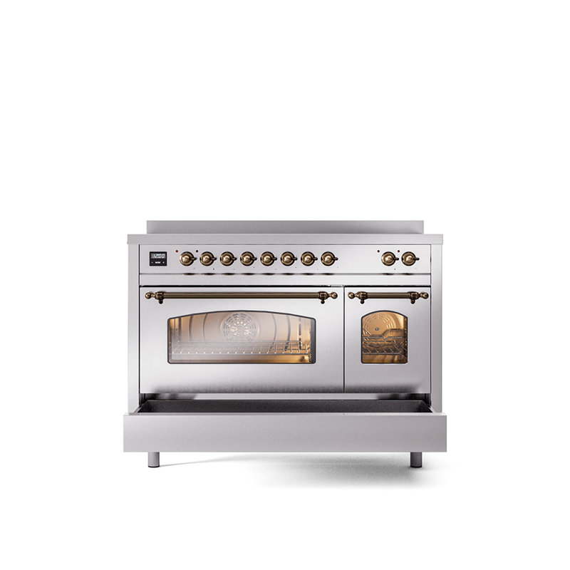 ILVE Nostalgie II 48 in Induction Range, Stainless Steel/Bronze