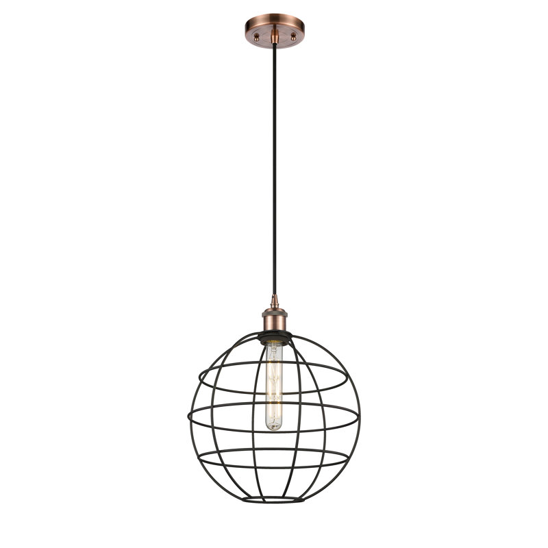 Luminaire suspendu à tige 1 lumière 16 po Ballston Lake Placid, H 134,5 po x l 12 po x P 12 po, Cuivre antique