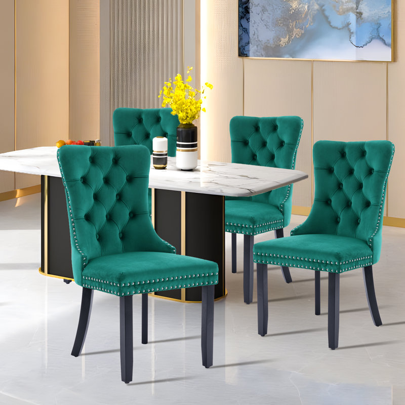 Chaise de salle à manger Kenta, Noir, Vert