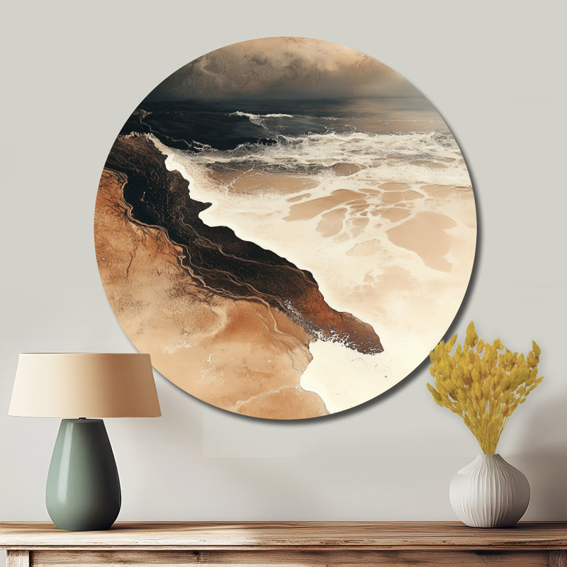 Décoration murale en métal «Calming Costal», sable et beige - Coastal Waves, L 16 po x H 16 po