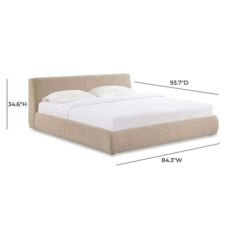 Taupe Textured Velvet Bed, Taupe, King