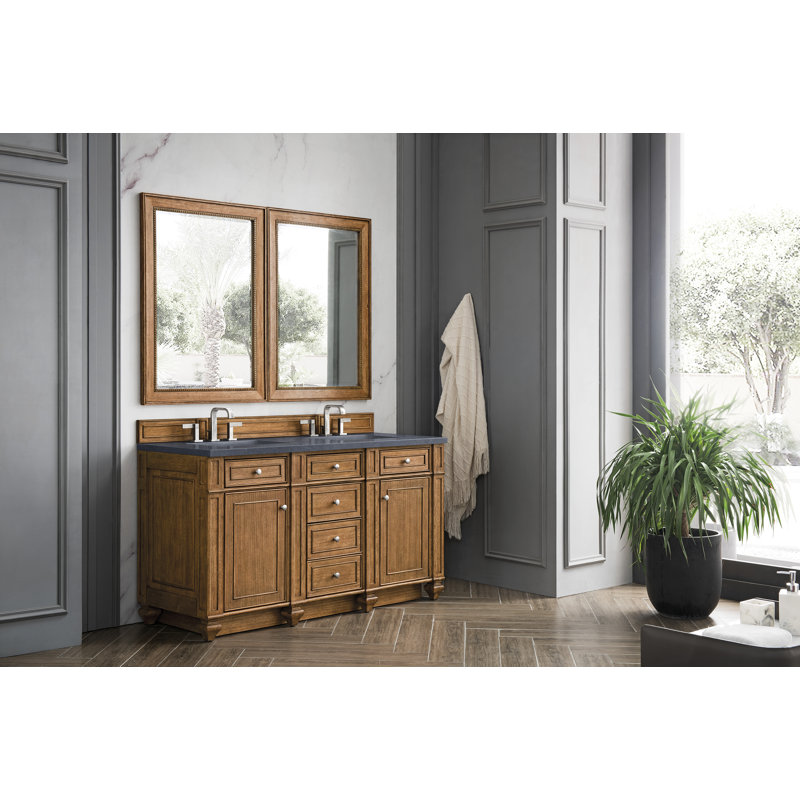 Bristol 60'' W Double Vanity, Saddle Brown, Charcoal Soapstone, 8" Widespread