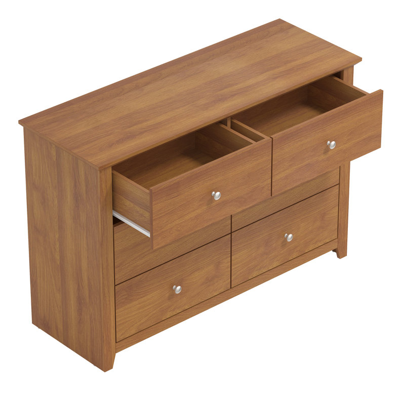 Commode double Tevrat à 6 tiroirs, Noyer ambré/Pas robuste