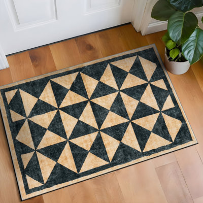 Geometric Diamond Washable Non Slip Area Rug