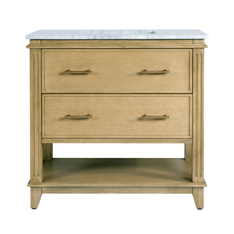 Lois 36 in. W Wood & Marble Top Single Sink Bathroom Vanity
