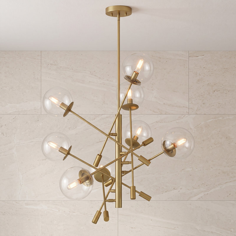 Luminaire suspendu en verre doux à 8 lumières Elowen
