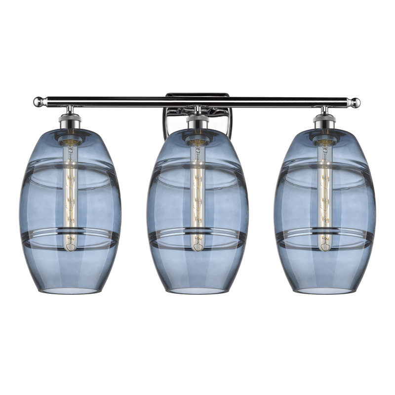 Éclairage pour meuble-lavabo 3 lumières Kusham, Chrome poli, Bleu princesse, 3 lumières