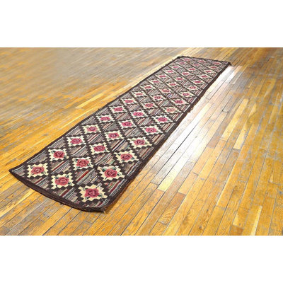 Tapis de couloir en laine antique American Hooked