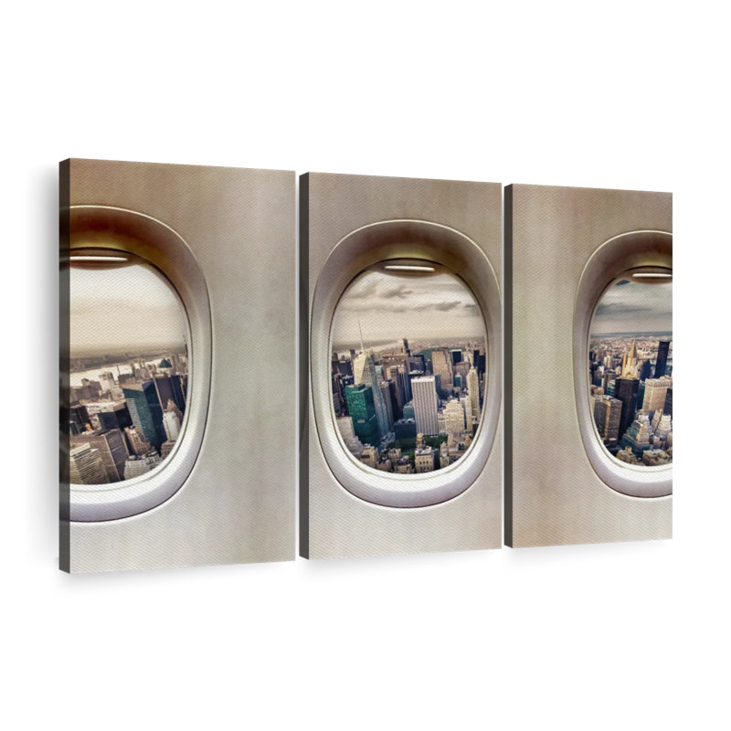 Ensemble de 3 fenêtres sur toile, H 28 po x l 45 po x P 1,25 po