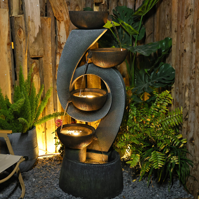 Markiece Hand Crafted Weather Resistant Floor Fountain with Light