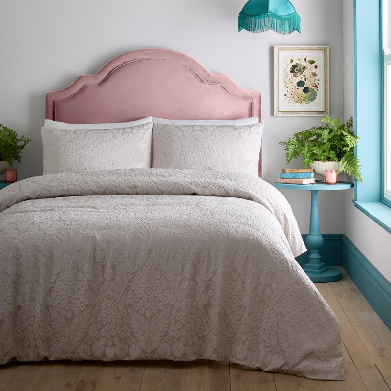 Polyester Floral Duvet Cover Set with Pillowcases Included, Super King Duvet Cover + 2 Standard Pillowcases, Stone