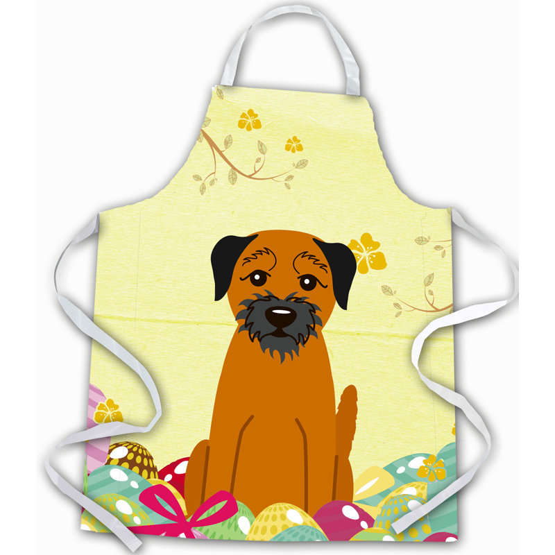 Tablier œufs de pâques, Jaune / noir, Border Terrier