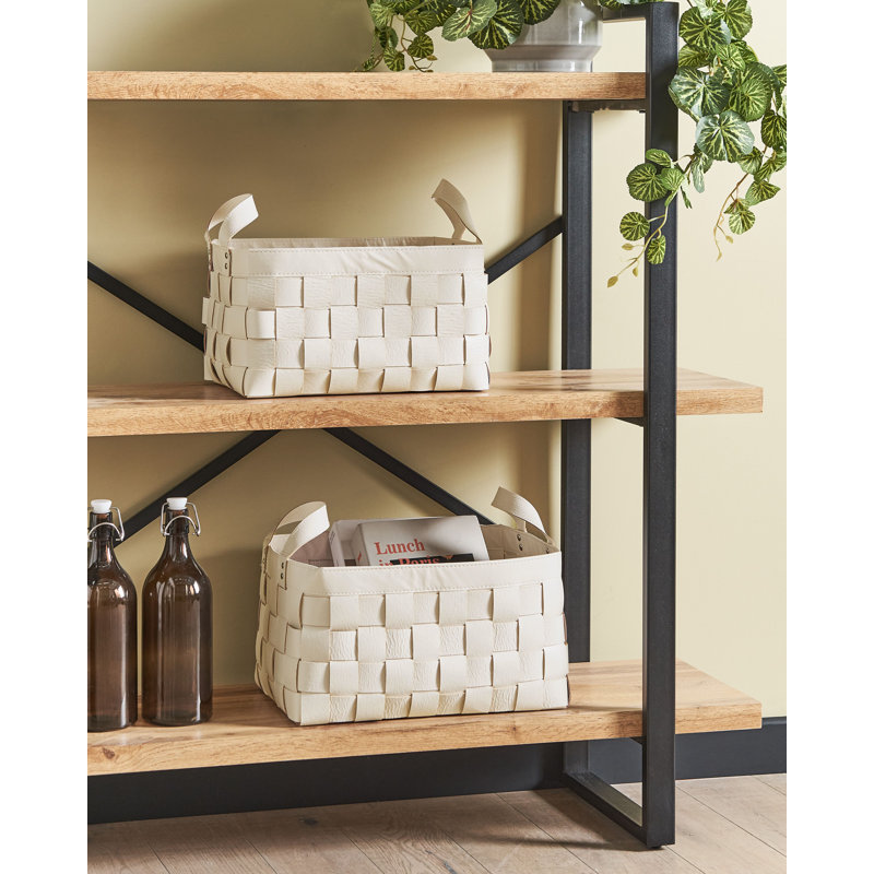 ClassicLiving SIPPAR Faux Leather Decorative Basket, Beige