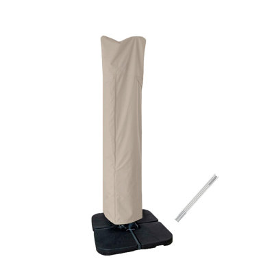 Patio Umbrella Cover For 12Ft To 13Ft Offset Umbrella, Water Resistant, Curved Cantilever And Straight Pole Parasol Outdoor Umbrellas Cover With Zipper And Rod Beige
