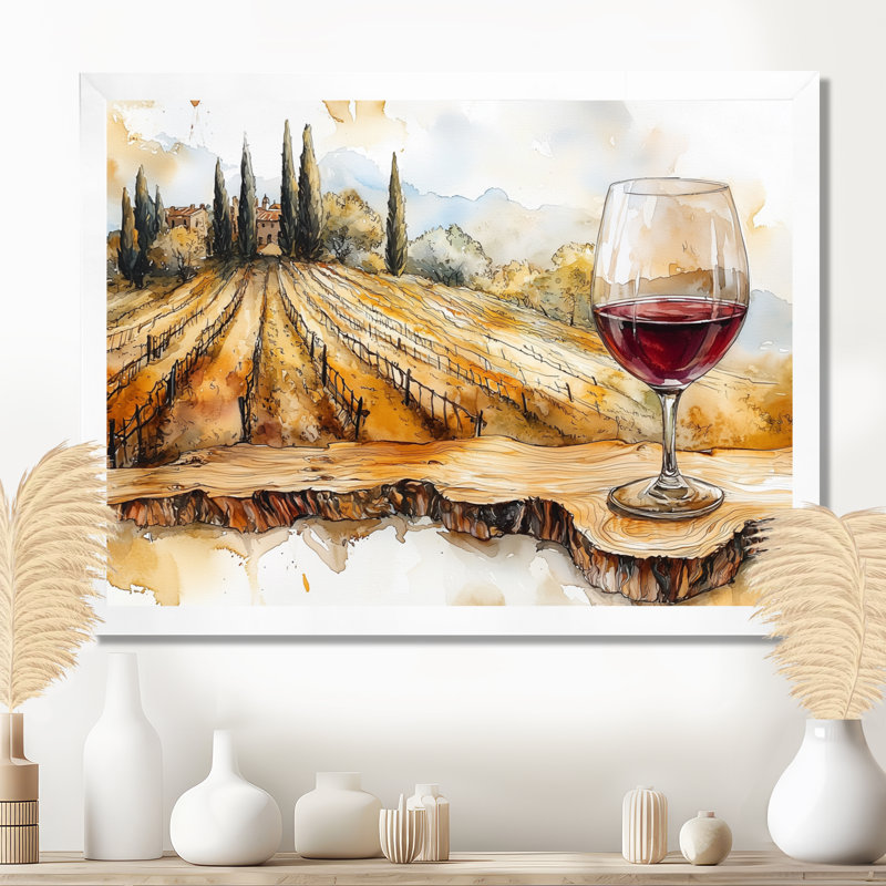 Whitnash - art mural Vineyard pour le salon, H 16 po x l 32 po, Reproduction encadrée d'une seule photo, Blanc