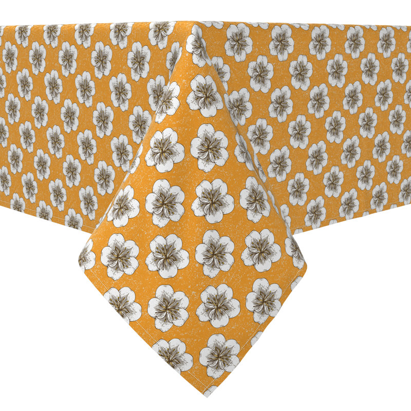 Rectangular Floral Cotton Twill Tablecloth
