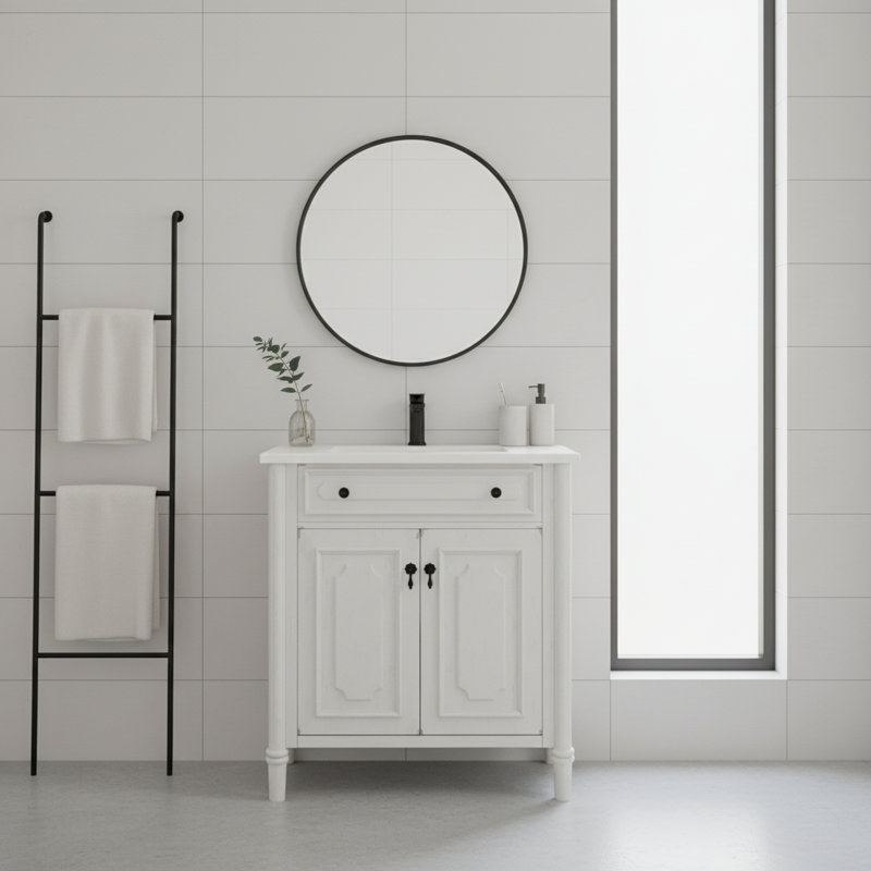 Meuble-lavabo de salle de bain 31 po | Faux fini vieilli, Blanc ancien