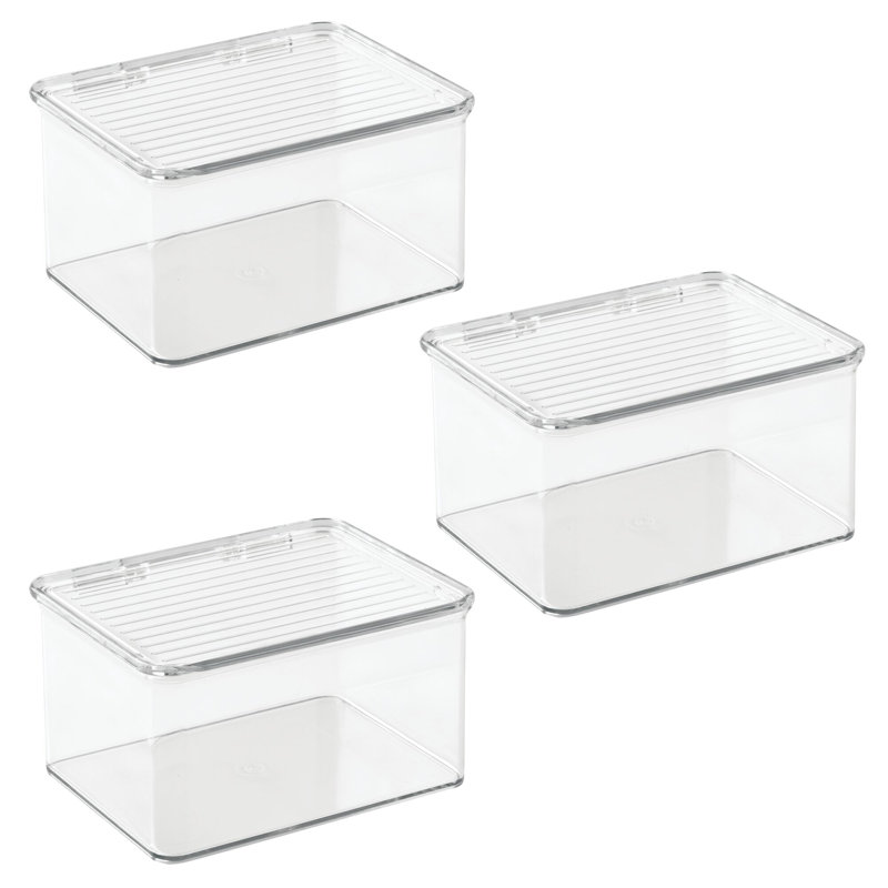 iDesign Stackable Hinged-Lid Pantry or Kitchen Storage Box - Lidded Storage Box for Organizing Cabinets and Under Sinks