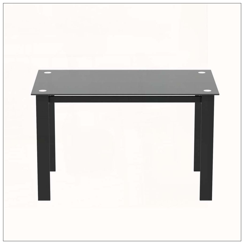 Table de salle à manger en verre trempé noir - 8 mm d'épaisseur, facile à nettoyer, multi-usage
