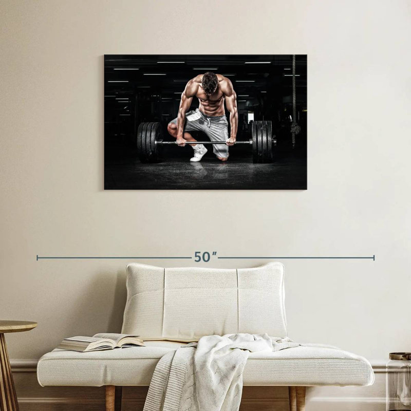 Sireci Lifting Barbell At The Gym, 24" H x 36" W