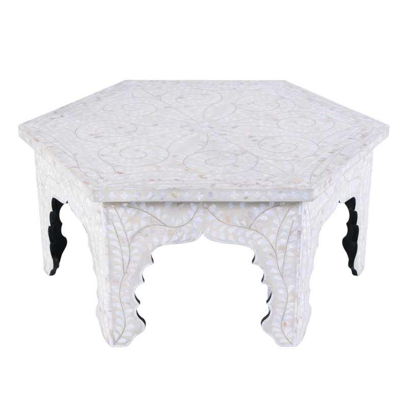 Marjorie 40.5 in W Hexagon Mother of Pearl Coffee Table
