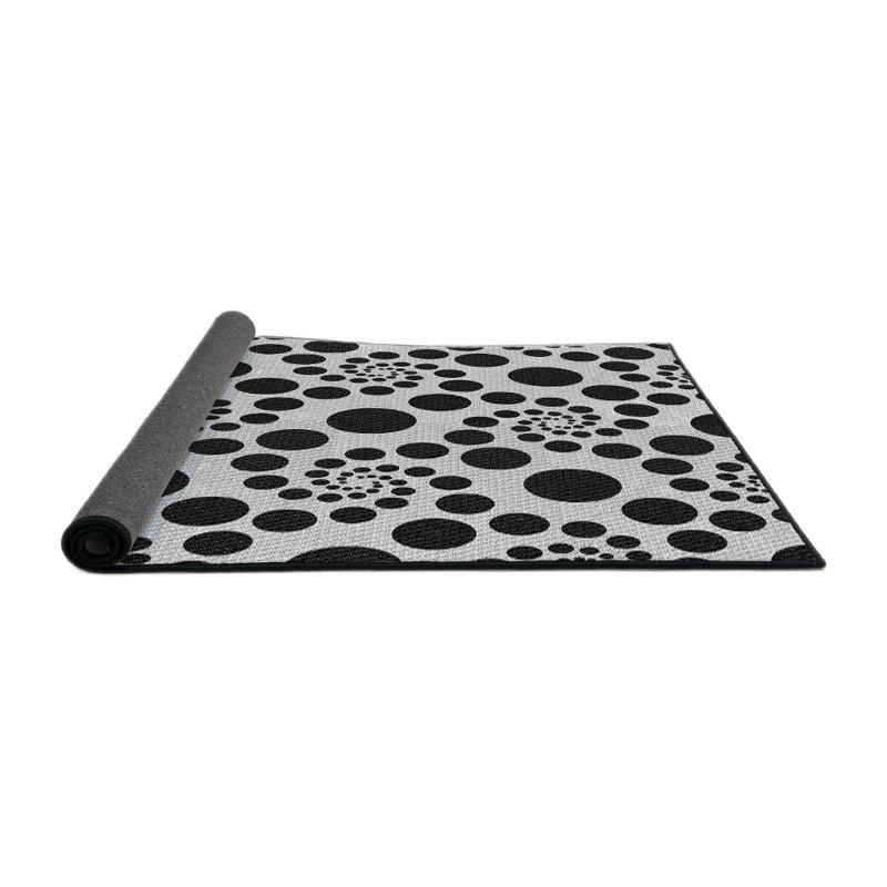 Tapis noir/blanc à motifs, Rond 5 pi