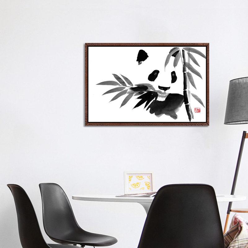 Eating Bamboo by Péchane - Print on Canvas, Classic Brown Wood Framed, 101.6 cm H x 66.04 cm W