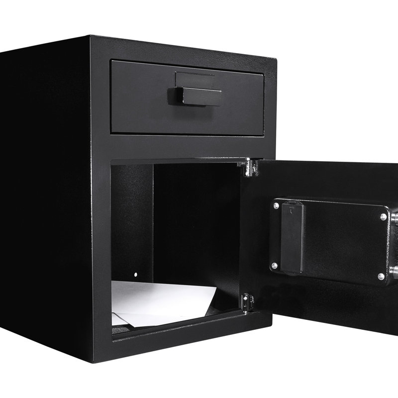 Coffre-fort numérique de 1,1 pi³ avec clavier, en acier, pour objets de valeur, courrier sécurisé, chèques, espèces, coffre-fort à 2 codes NIP, antivol, accès par NIP, noir