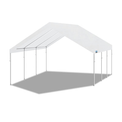 Hercules 18ft x 20ft, 2-Inch Hammertone Steel Frame w/ buttons, 8-Leg, Carport, White