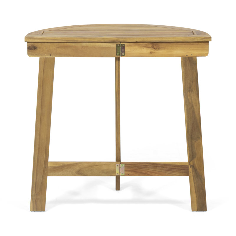 Natural Wood Bistro Table, Foldable For Effortless Storage Half-Round Design, Functionality